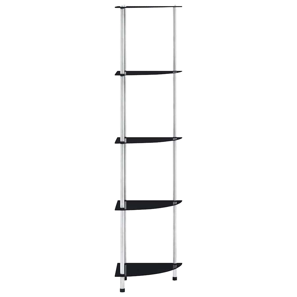 vidaXL 5-Tier Shelf Black 30x30x130 cm Tempered Glass 3