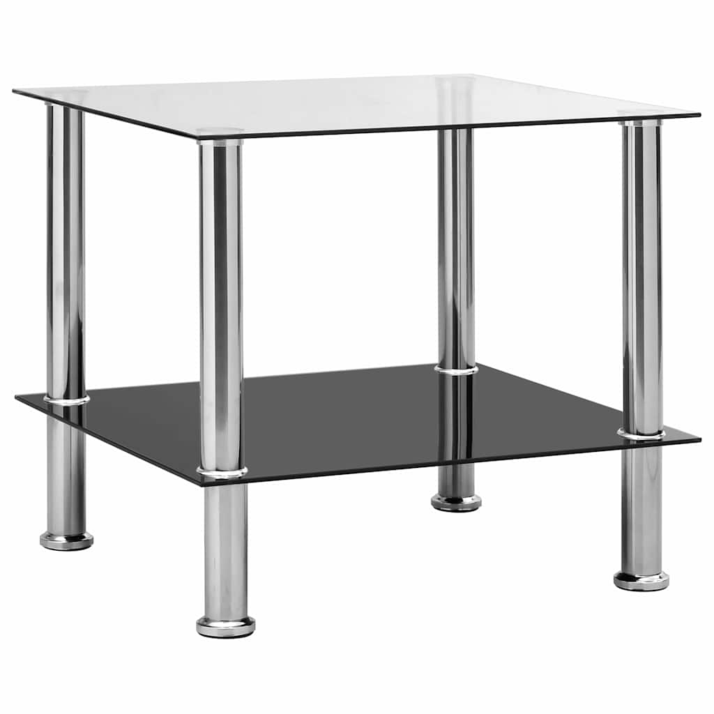 vidaXL Side Table | Transparent | Tempered Glass, Stainless Steel | Compact 1