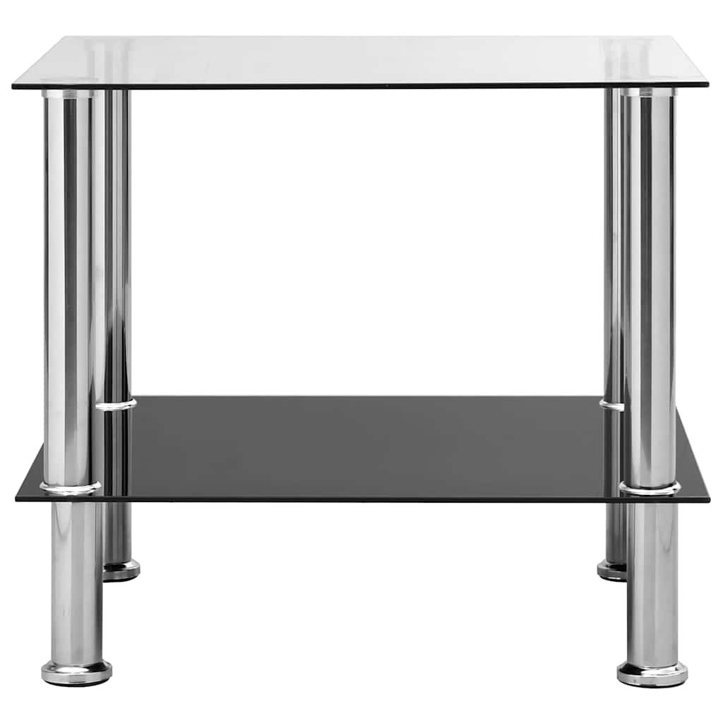 vidaXL Side Table | Transparent | Tempered Glass, Stainless Steel | Compact 2