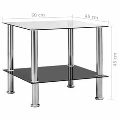 vidaXL Side Table | Transparent | Tempered Glass, Stainless Steel | Compact 6