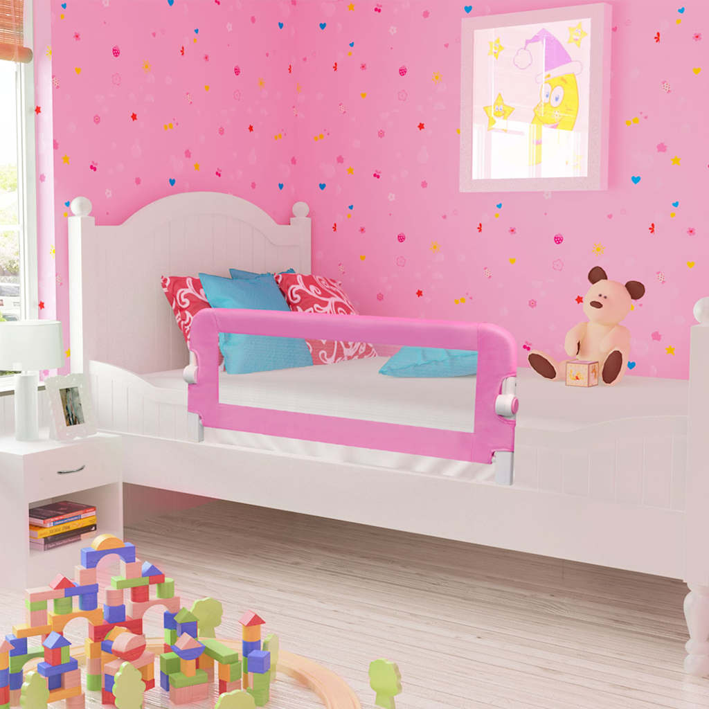 vidaXL Toddler Safety Bed Rail Pink 120x42 cm Polyester 1