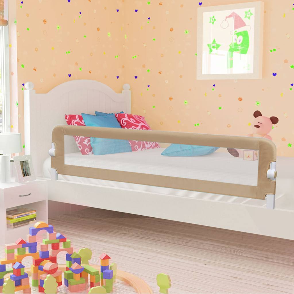 vidaXL Toddler Safety Bed Rail Taupe 180x42 cm Polyester 1