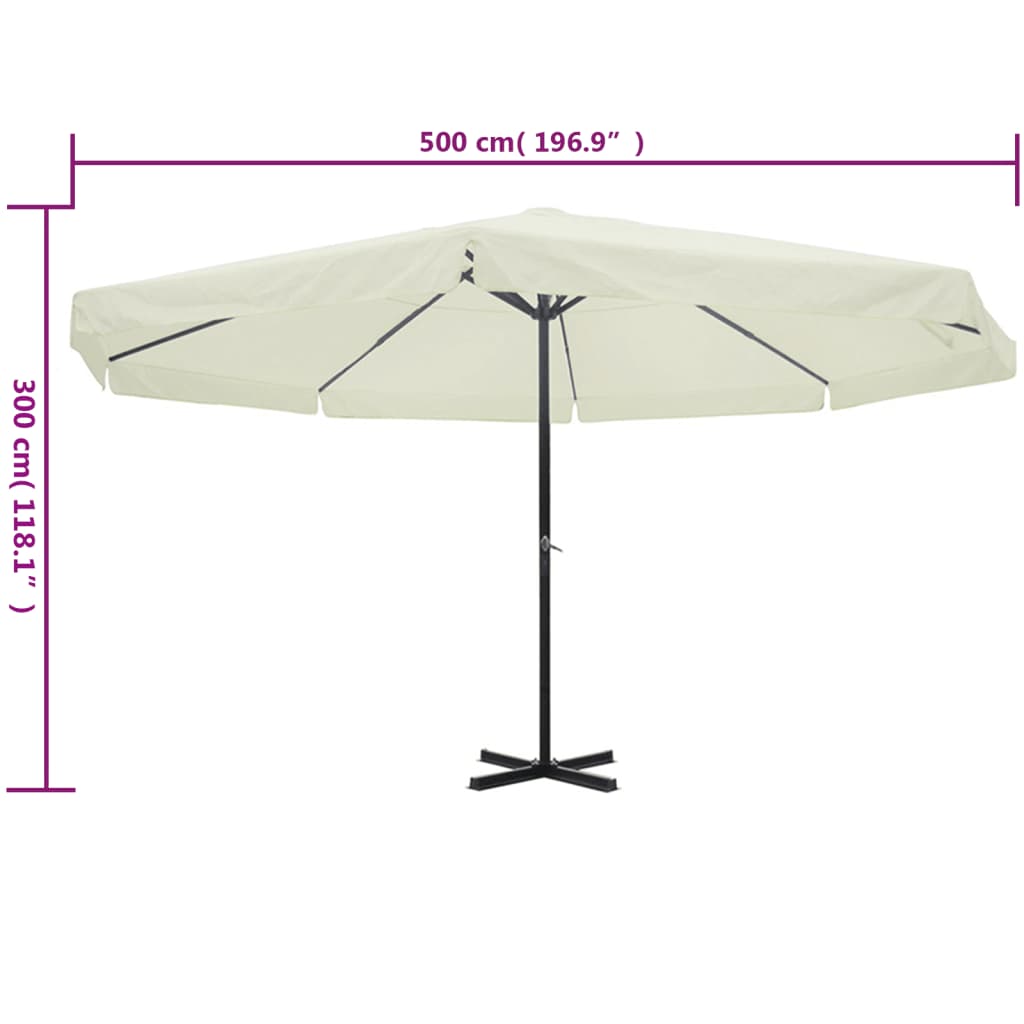 vidaXL Garden Parasol White Aluminium 500 cm 5