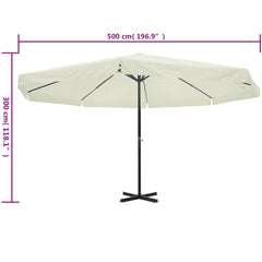 vidaXL Garden Parasol White Aluminium 500 cm 5