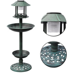 vidaXL Solar Bird Bath | Green | Weather-resistant plastic | Bird Bath | Round 6