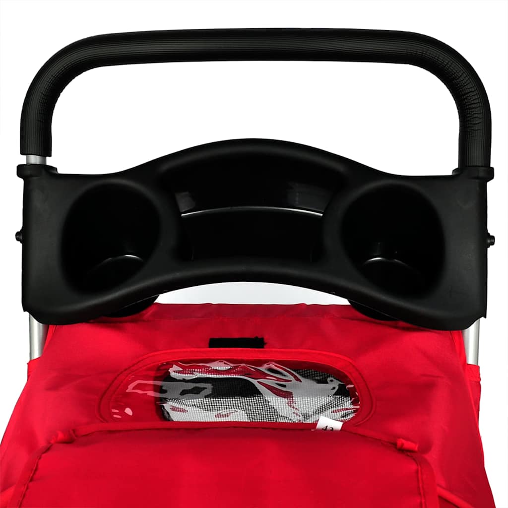 vidaXL Pet Stroller | Red | PVC | Medium | Foldable | Pet Stroller | Rectangular 5