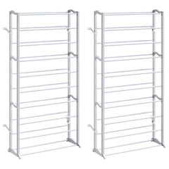 vidaXL Shoe Rack | Set of 2 | White | Plastic with metal struts | Compact 2