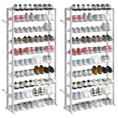 vidaXL Shoe Rack | Set of 2 | White | Plastic with metal struts | Compact 3