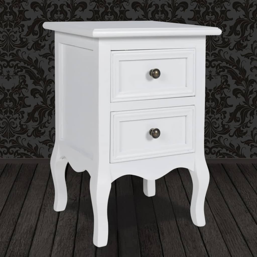 vidaXL Nightstand with 2 Drawers MDF White 4