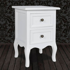 vidaXL Nightstand with 2 Drawers MDF White 4
