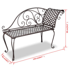 vidaXL Garden Chaise Lounge 128 cm Steel Antique Brown 5