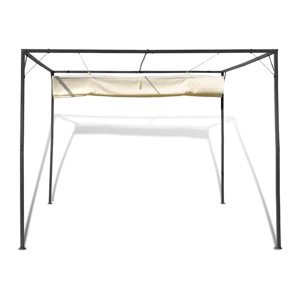 Garden Gazebo with Retractable Roof Canopy White