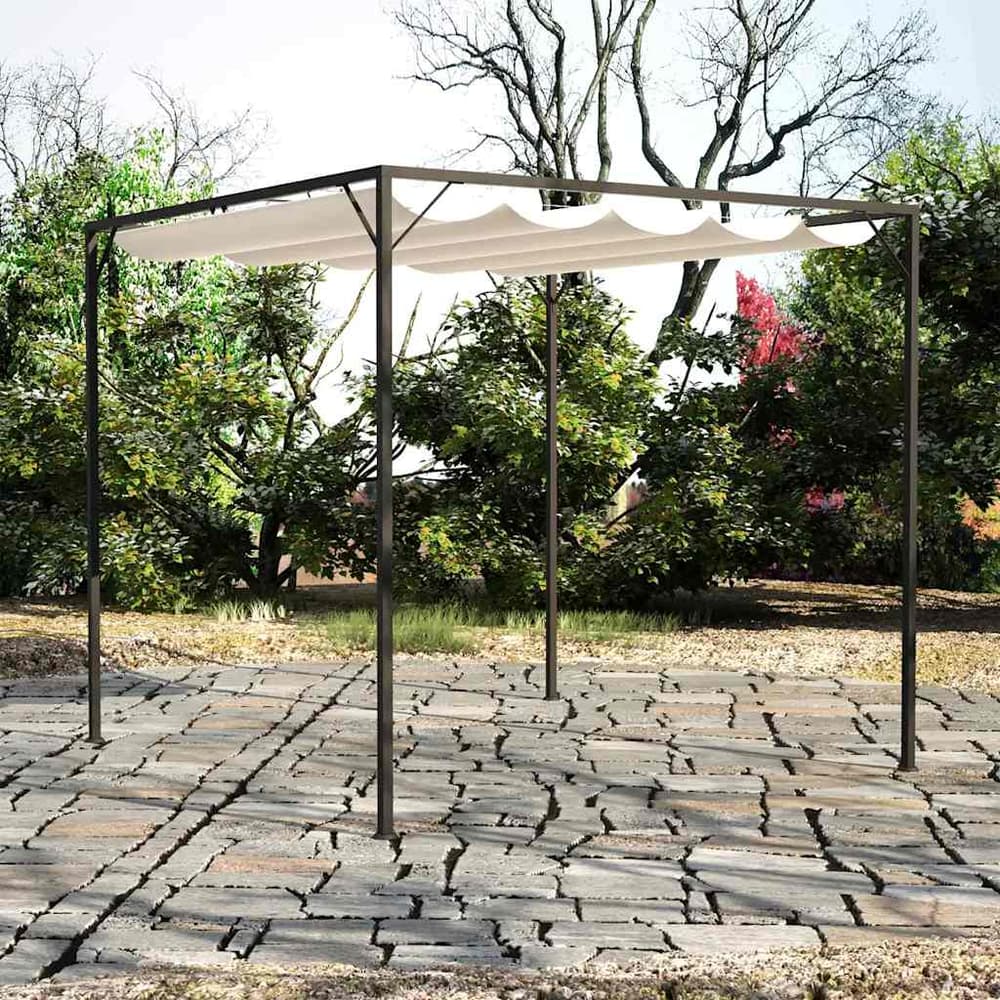 Garden Gazebo with Retractable Roof Canopy White