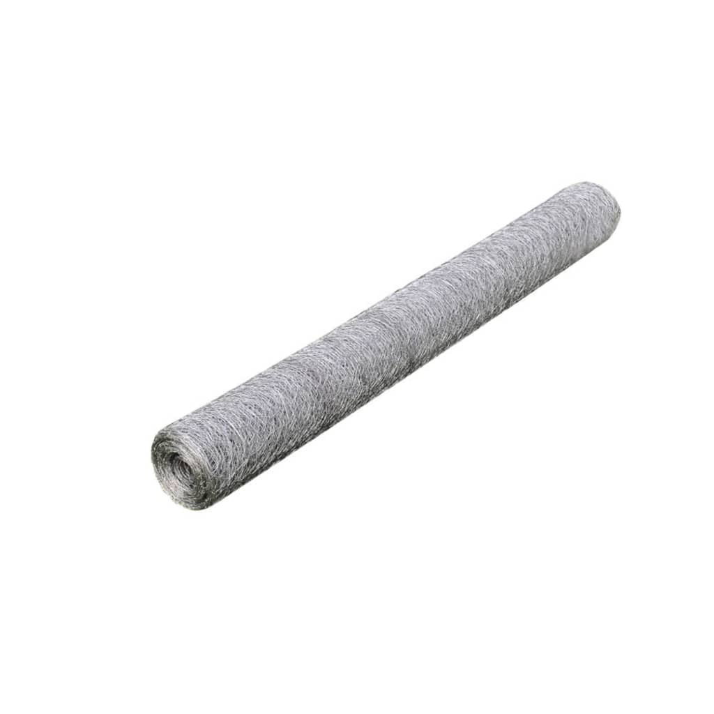 vidaXL Chicken Wire Fence Galvanised Steel 25x1 m Silver 2