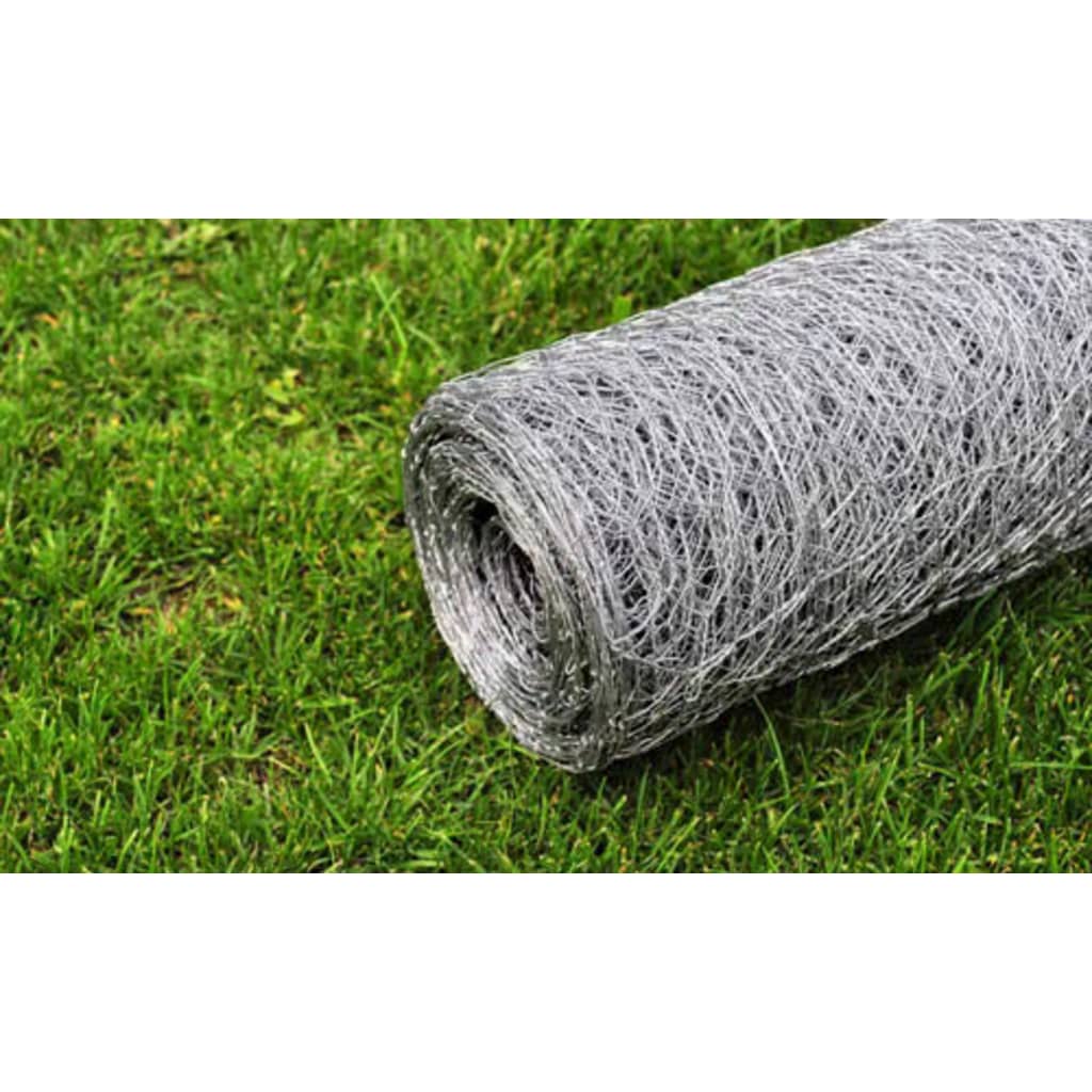 vidaXL Chicken Wire Fence Galvanised Steel 25x1 m Silver 4