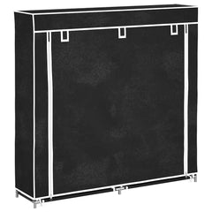 vidaXL Fabric Shoe Cabinet with Cover 115 x 28 x 110 cm Black 2