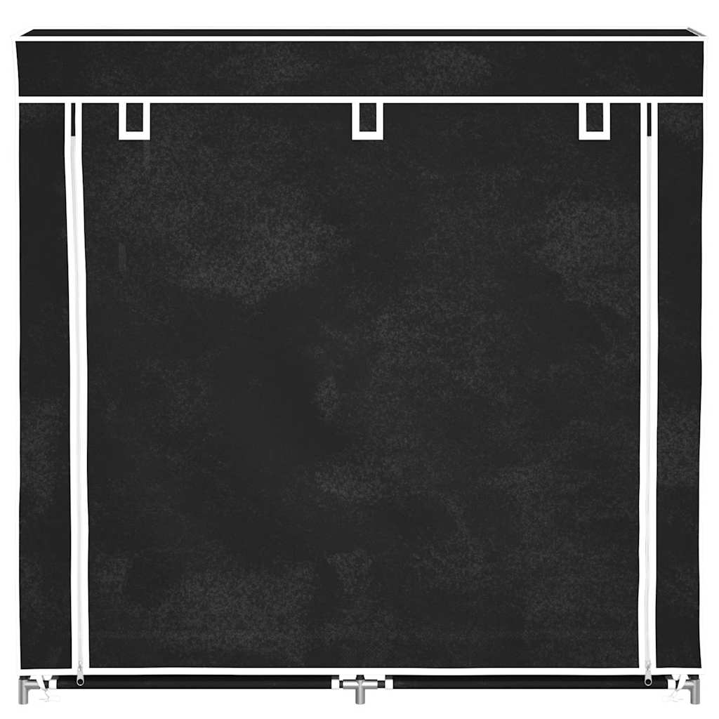 vidaXL Fabric Shoe Cabinet with Cover 115 x 28 x 110 cm Black 4