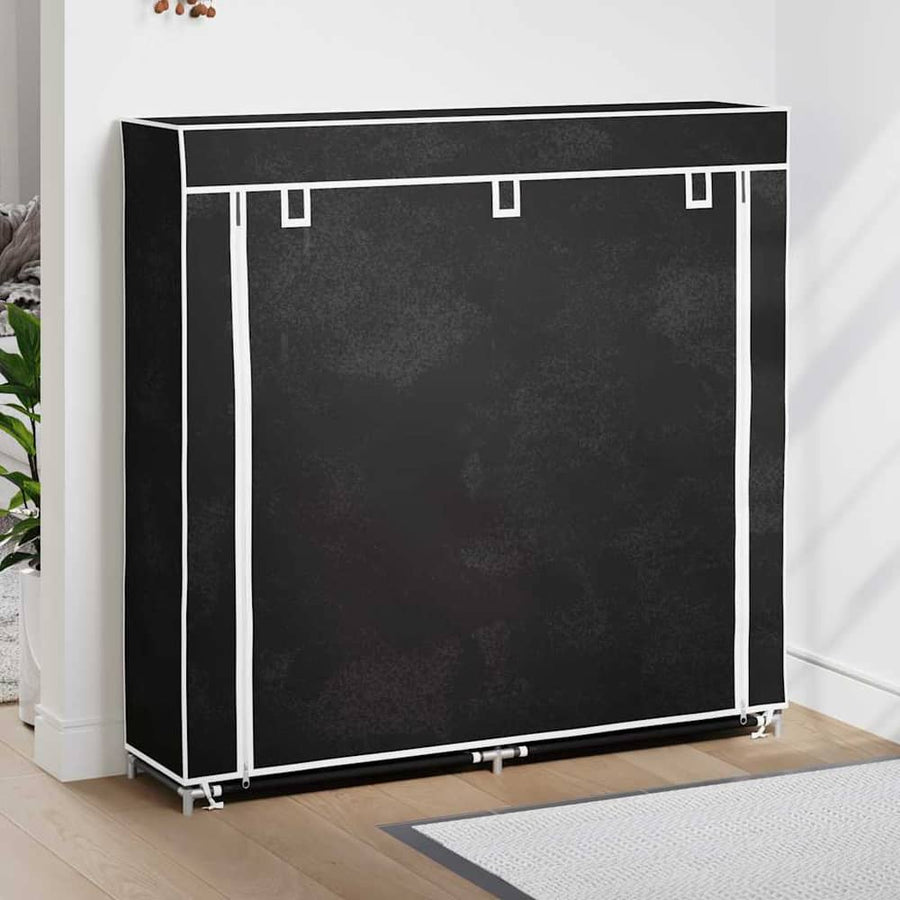 Shoe Cabinet with Cover Fabric in Black