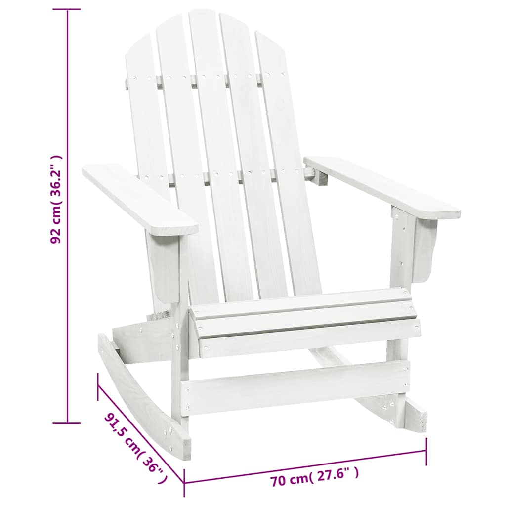 vidaXL Garden Rocking Chair Wood White 6