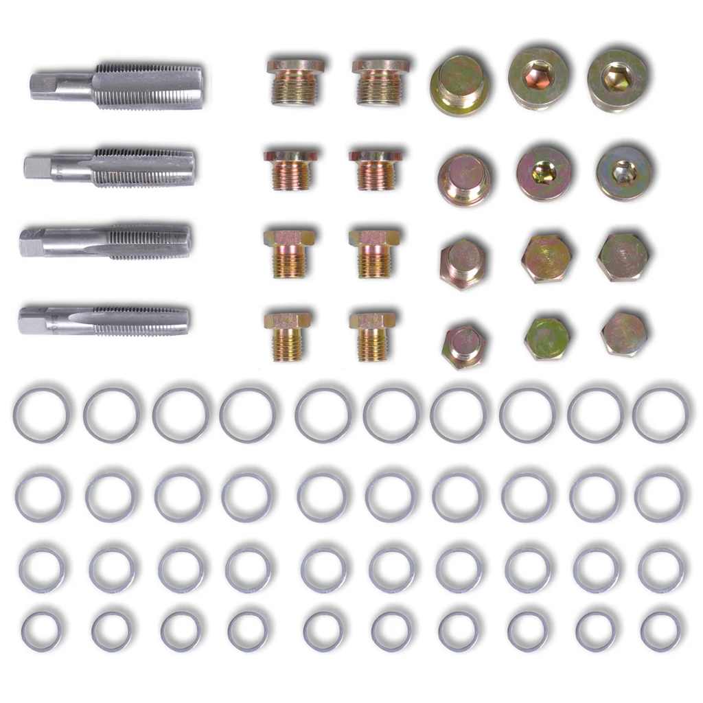 vidaXL Oil Drain Plug Repair Kit 64 pcs Set M13 M15 M17 M20 3