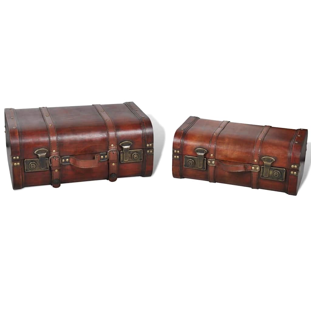 vidaXL Wooden Treasure Chest 2 pcs Vintage Brown 3