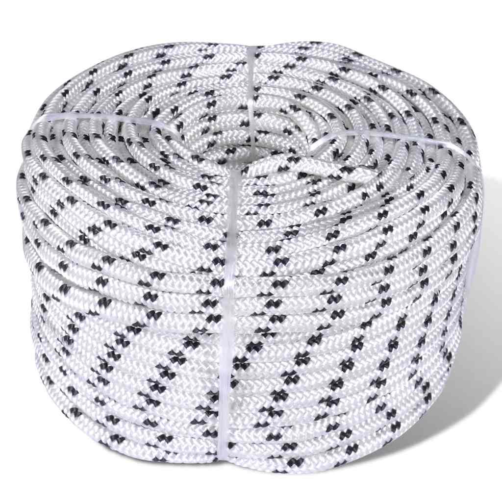 Braided Rope Coil Boat Line Polyester White