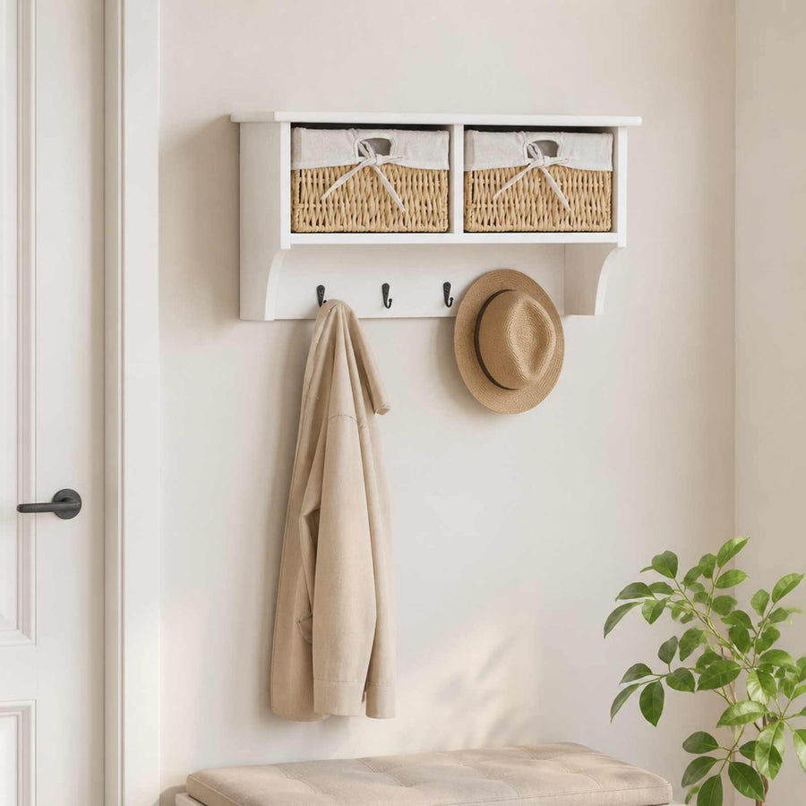 240792 vidaXL Wall Shelf White 60x23,5x33 cm Paulownia Wood 1
