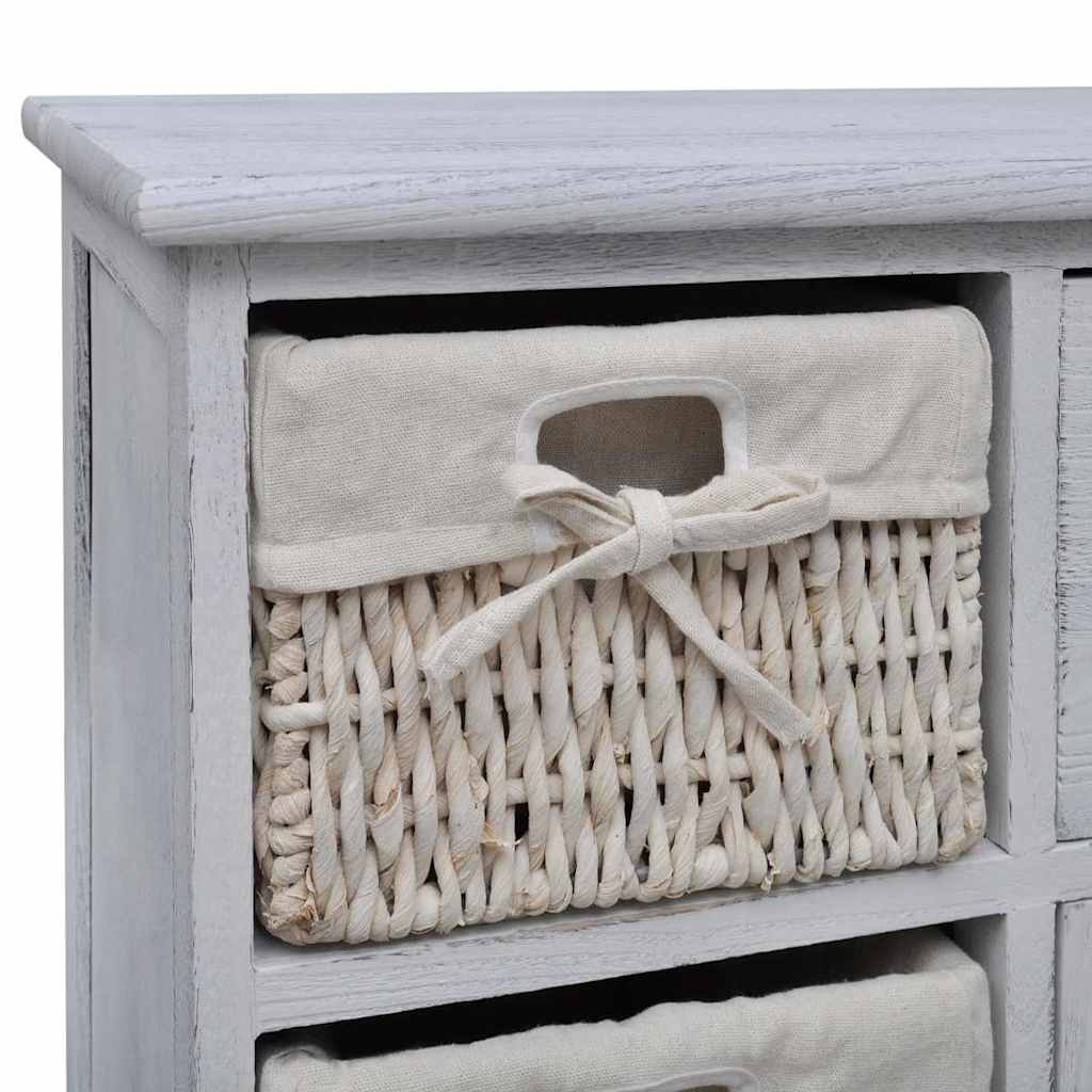 Wooden Cabinet 3 Left Weaving Baskets White, image 4
