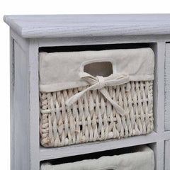 Wooden Cabinet 3 Left Weaving Baskets White, image 4