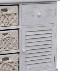 Wooden Cabinet 3 Left Weaving Baskets White, image 5