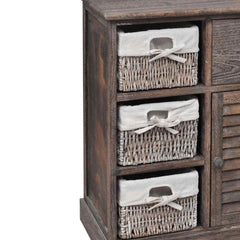 Wooden Cabinet 3 Left Weaving Baskets Brown, image 3