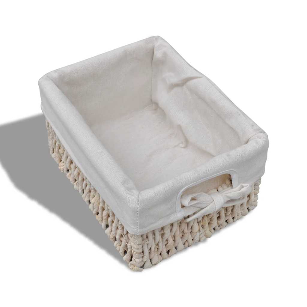 Wooden Storage Rack 5 Weaving Baskets White, image 5