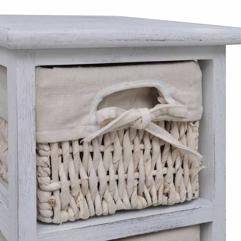 Wooden Storage Rack 5 Weaving Baskets White, image 6