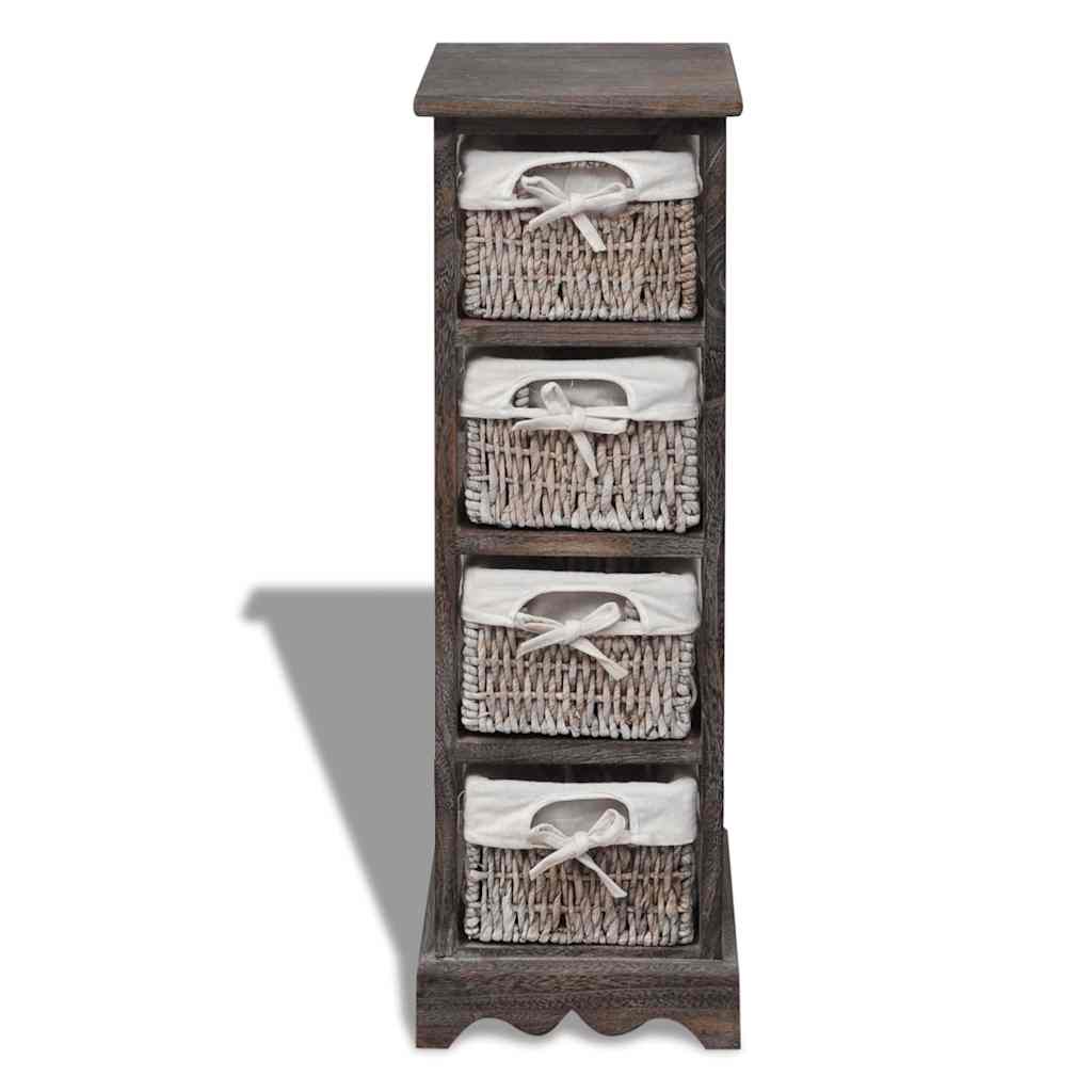 Wooden Cabinet 3 Left Weaving Baskets Brown 25 cm 74 cm 28 cm