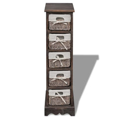 Wooden Cabinet 3 Left Weaving Baskets Brown 25 cm 90 cm 28 cm