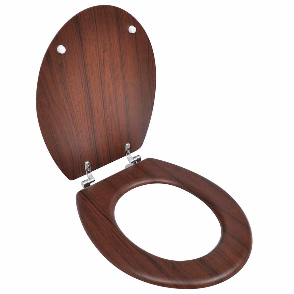 vidaXL WC Toilet Seat MDF Lid Simple Design Brown 1