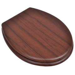 vidaXL WC Toilet Seat MDF Lid Simple Design Brown 2