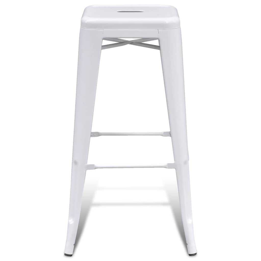 vidaXL Bar Stools 2 pcs White Steel 4