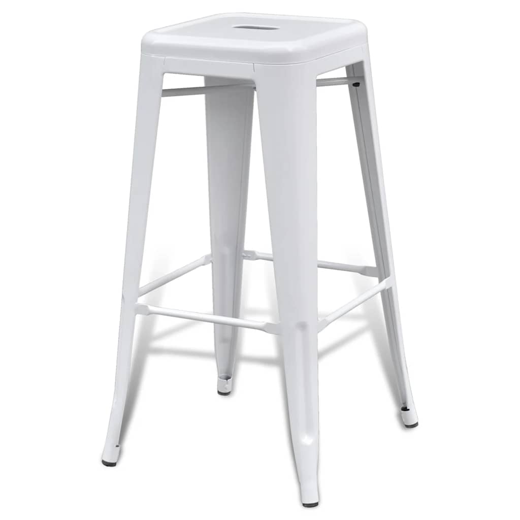 vidaXL Bar Stools 2 pcs White Steel 3