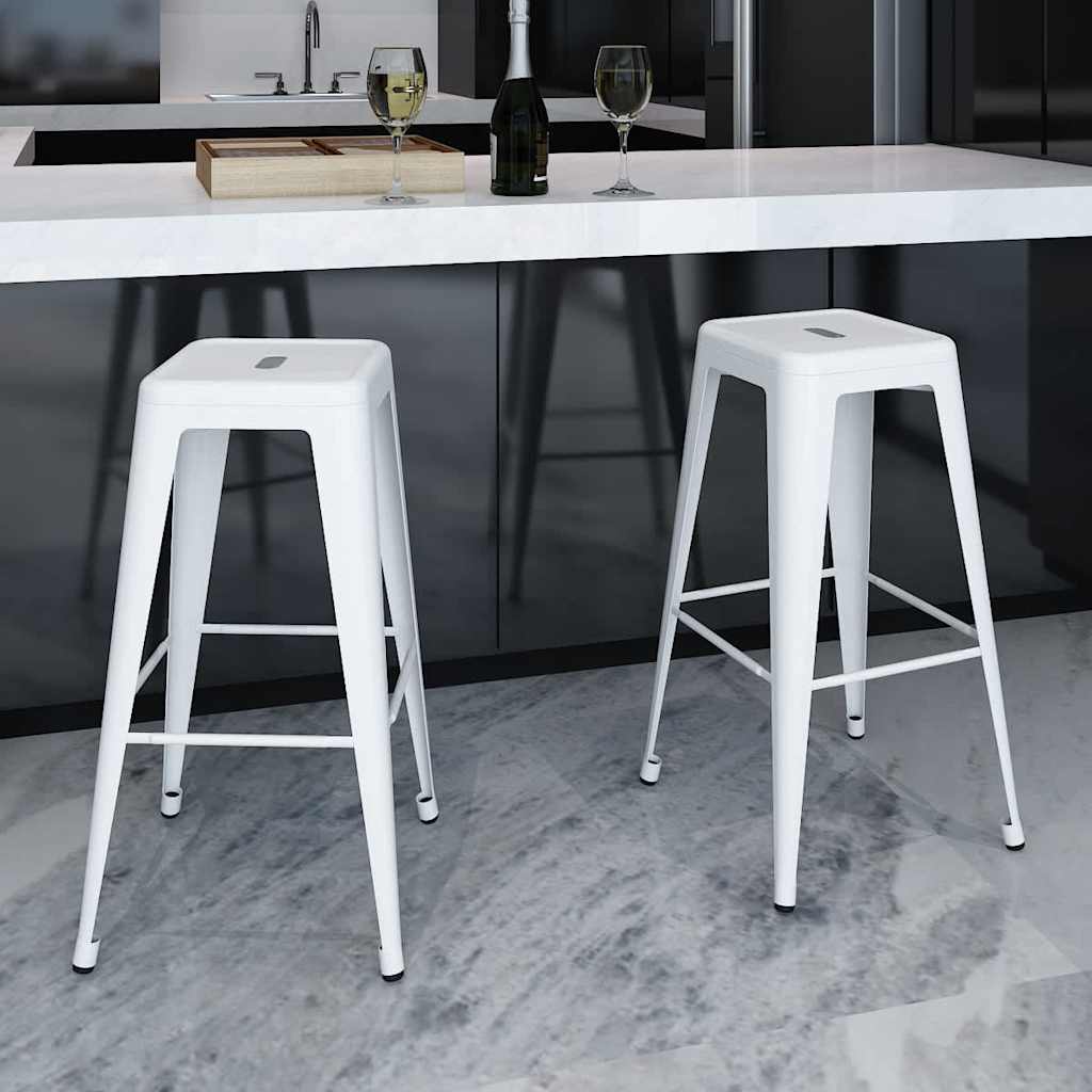 vidaXL Bar Stools 2 pcs White Steel 1