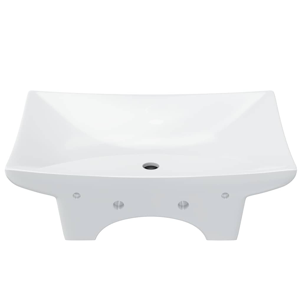 Luxury Ceramic Basin Rectangular with Overflow & Faucet Hole White