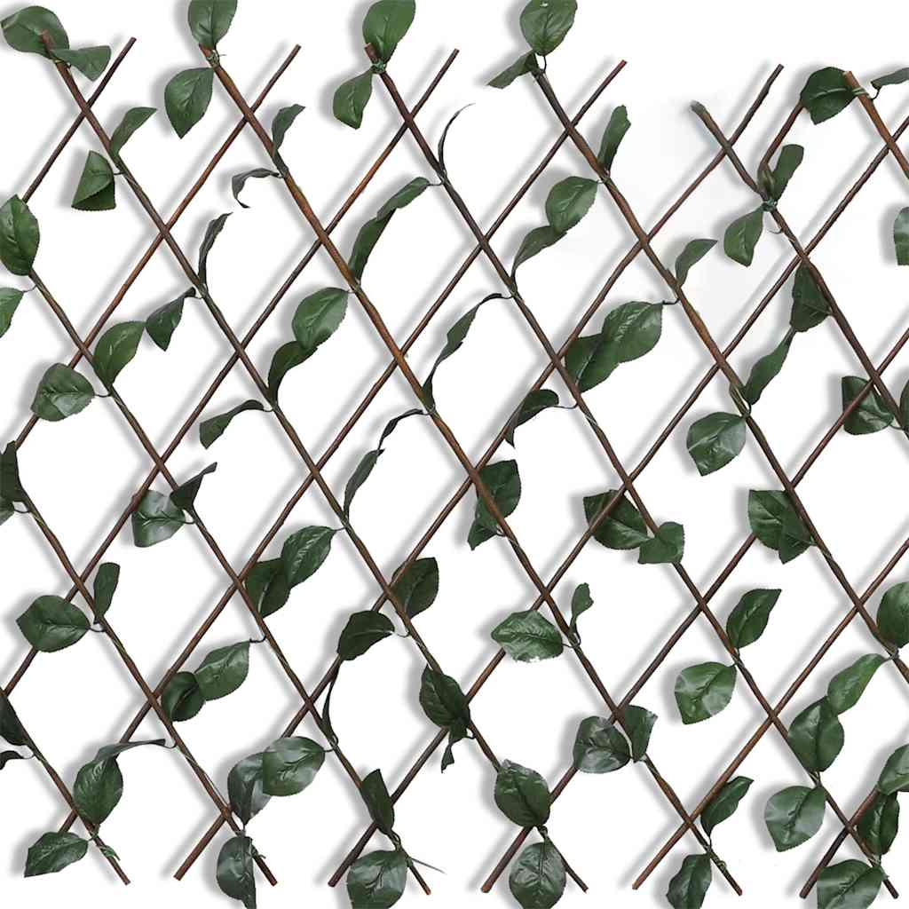 vidaXL Willow Trellis Fence 5 pcs with Artificial Leaves 180x90 cm 2
