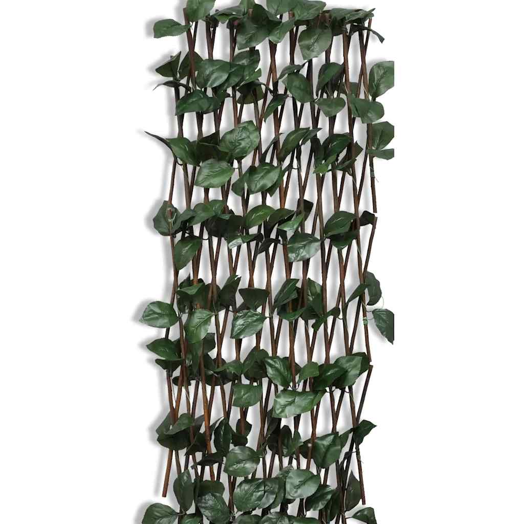 vidaXL Willow Trellis Fence 5 pcs with Artificial Leaves 180x90 cm 5