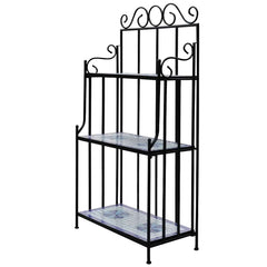 Plant Stand Plant Display White Mosaic Pattern Blue
