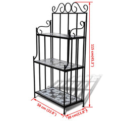 Plant Stand Plant Display White Mosaic Pattern Black