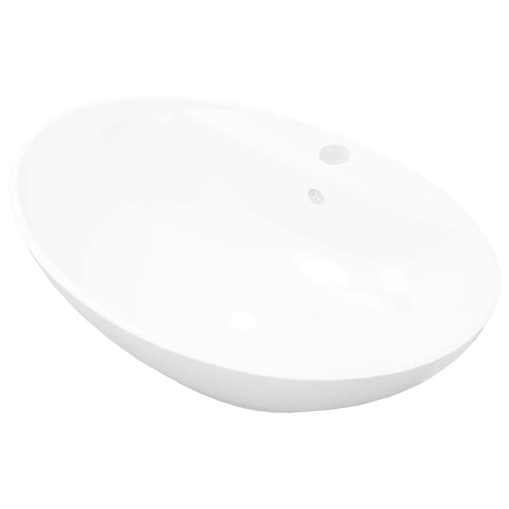 Luxury Ceramic Basin Oval with Overflow and Faucet Hole 2