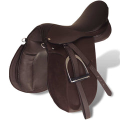 Horse Riding Saddle Set 16" Real Leather 5-in-1 Brown 18 cm