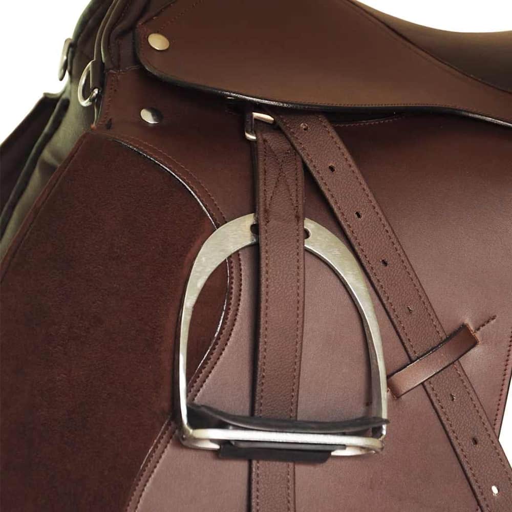Horse Riding Saddle Set 16" Real Leather 5-in-1 Brown 18 cm