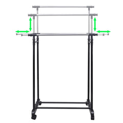 vidaXL Adjustable Clothes Racks 2 pcs 2 Hanging Rails 3