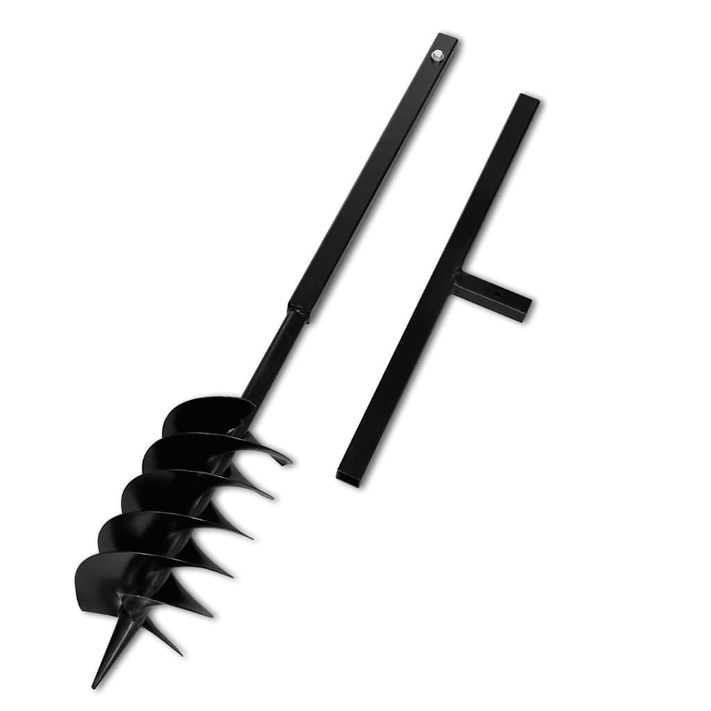 vidaXL Ground Drill with Handle Auger Bit 150 mm Three Spirals Steel Black 1